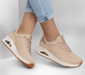 Woman Skechers Uno - Shimmer Away Sneaker Shoe 155196 Nude Natura Brand New - Picture 1 of 6