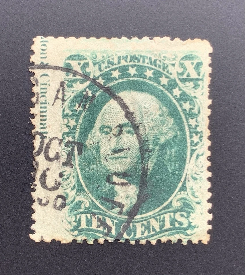 Sello de Estados Unidos 35 con marca de grabador rara tipo V usado cancelado Foto 1 de 2