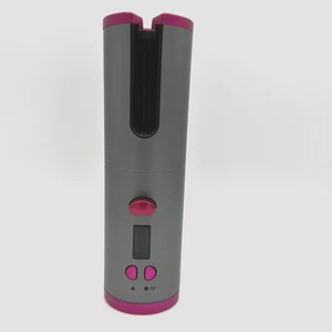 USB Cordless Automatic Rotating Hair Curler LCD Display Rechargeable Pink/Gray - Picture 1 of 8