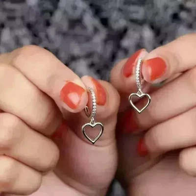 2.50Ct Baguette Lab Created Diamond Women's Dangle Earring 14K White Gold Plated - Image 1 of 3