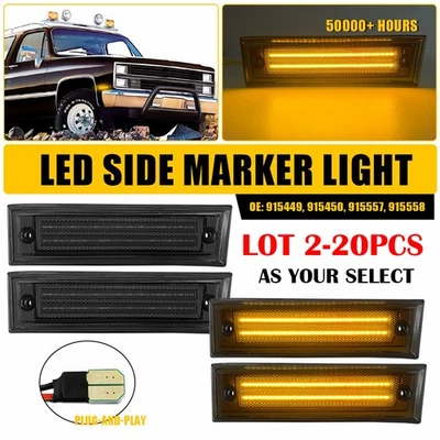 2-20 Smoke LED Side Marker Lights For Chevrolet GMC Suburban K10 K20 K30 1981-91 - Image 1 of 4
