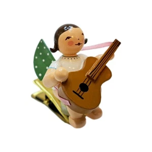 Christbaumengel -Engel mit Gitarre auf Klemme braun Wendt & Kühn - Rarität NEU - Picture 1 of 2