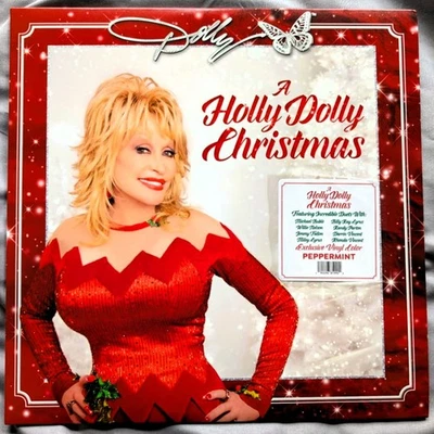 Dolly Parton A HOLLY DOLLY CHRISTMAS Peppermint Magnolia Club Vinyl LP Like New  - Image 1 of 4