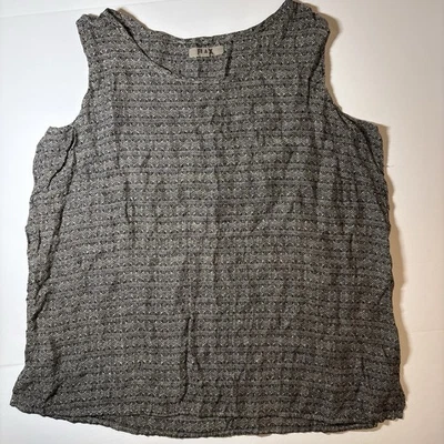 Top túnica lino sin mangas 100 % lino negro blanco talla grande 2G tejido Foto 1 de 4