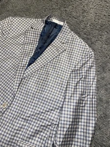 Hardwick Sport Cappotto Blazer 44R Grigio Blu Lana a Scacchi Super 130 Giacca Made in USA - Foto 1 di 19