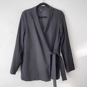 COS Size 6 Black Textured Wrap BLazer Jacket With Belt Wool Spandex Lined - Picture 1 of 10