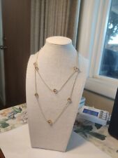 Swarovski 36" Gold Tone With Light Brown Crystals Beads