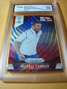 MICHAEL CARRICK ENGLAND 2014 PRIZM FIFA WORLD CUP BLUE &RED WAVE PRIZM GRADED 10 - Picture 1 of 1