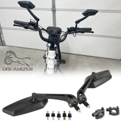 2x Motorcycle Motorbike Scooter E-Bike 8mm/10mm Rear View Side Mirrors Universal - Image 1 of 4
