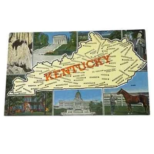 Tarjeta postal Kentucky mapa tarjeta multivista lino B698 - Imagen 1 de 2