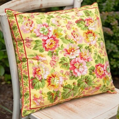 Funda Cojín April Cornell Emmaline 20 x 20 Amarillo Coral Rosa Verde Foto 1 de 3