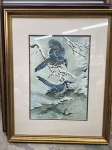Vintage 1968 Basil Ede Blue Jays in Winter Work (H) - Picture 1 of 2