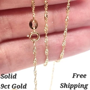 COLLAR DE CADENA DE SINGAPUR RETORCIDO ORO 9CT - 1,2 mm - VARIAS LONGITUDES DISPONIBLES - Imagen 1 de 11
