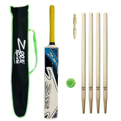 COMPLETE KIDS CRICKET KIT KASHMIR WILLOW BAT + WICKETS BALL FOR 9-14 YEAR CHILD - Image 1 of 2