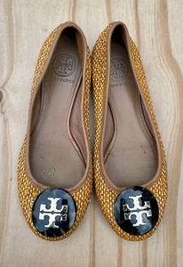 Tory Burch Reva flache Leder-Ballerinas Slipper Schlangenleder Damen braun Größe 8 - Bild 1 von 6