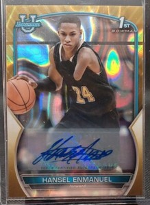 #52 Hansel Enmanuel Gold Lava Refractor Auto #'d 15/50 Bowman U 2022-23