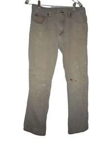 Vintage Tan Lee Jeans Size 33 x 30 Regular Fit 100% cotton Painted distressed - Picture 1 of 8