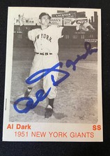 1975 TCMA 1951 New York Giants Alvin Dark Signed Autographed Card