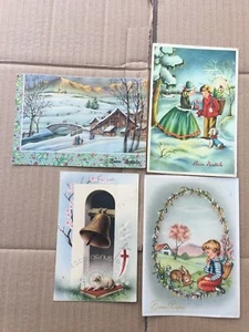 LOT OF FOUR OLD GREETING CARDS OLD POSTCARDS - Picture 1 of 2