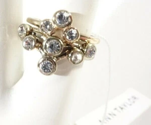 Ann Taylor Women's Gold Crystal Stackable Ring Set NWT 39.5 Sz 8 - Picture 1 of 5