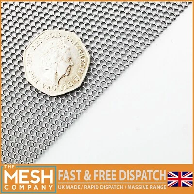The Mesh Company 4mm Hexagonal Perforated Mesh Sheet | Mild Steel Metal Mesh