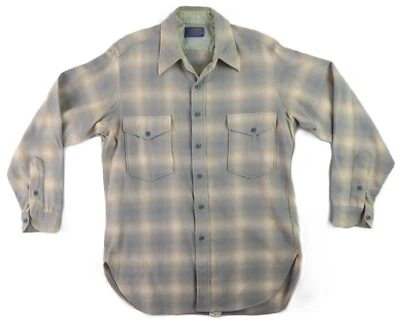 VTG 70s PENDLETON USA Women’s 16 White Plaid Button Down Wool Shirt Washable - Image 1 of 4