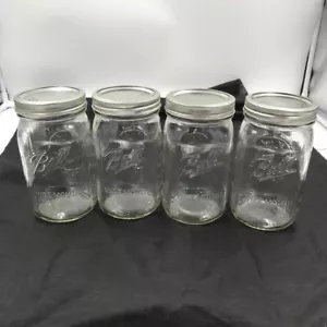 Frascos de masón Ball Wide Mouth Quart 32 oz con tapas y bandas, transparentes, lote de 4 - Imagen 1 de 5