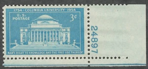 US. 1029. 3c. Columbia University, 200th ANNIV.. Single w/Pl#. MNH. 1954 - Bild 1 von 1