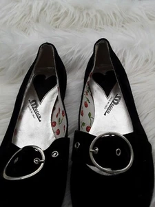 MAGICA BLACK LEATHER SUDED MADE IN ITALY BALLET FLATS SHOES WOMENS SIZE 6.5 US - Picture 1 of 4
