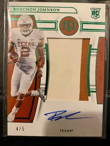 2023 National Treasures Collegiate ROSCHON JOHNSON Rookie Auto Patch Green /5 - Picture 1 of 1
