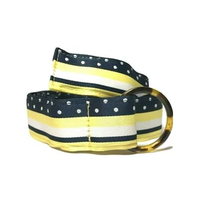 J. Cintura donna Crew media giallo blu nastro righe pois anello D casual - Foto 1 di 7