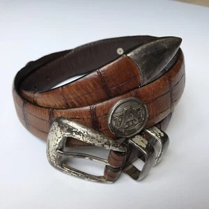 AU Conchos brauner geprägter Ledergürtel kastanienbraun - Bild 1 von 12