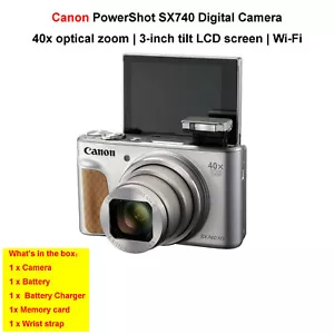 GREAT - Canon PowerShot SX740 HS 20.3MP 40xOptical Zoom 4K Digital Camera SILVER - Picture 1 of 8