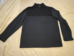 Van Heusen Sweater Two Tone Navy Long Sleeve Zip Neck & Chest Pocket Size L - Picture 1 of 8