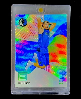 LUKA DONCIC ROOKIE SWIRLORAMA SILVER PRIZM SP Holo Panini - LAKERS - Image 1 of 4