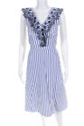Draper James Womens Stripe Ruffle Eyelet Dress Blue Size 8 11065146