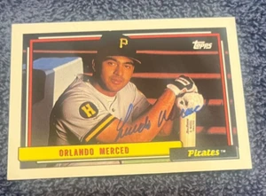 ORLANDO MERCED AUTOGRAPHED 1992 TOPPS CARD W/COA PITTSBURGH PIRATES - Picture 1 of 1