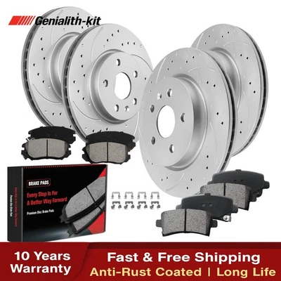 Front Rear Drilled Rotors Brake Pads for 2010 2011 2012 2013-2016 Buick LaCrosse Foto 1 de 4