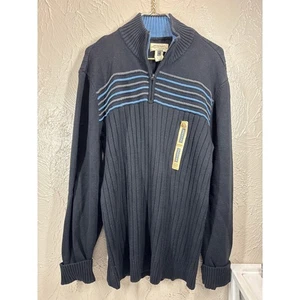 Maglione American Rag Cie uomo 1/4 zip blu navy 100% cotone pesante taglia XXL NUOVO CON ETICHETTE - Foto 1 di 5