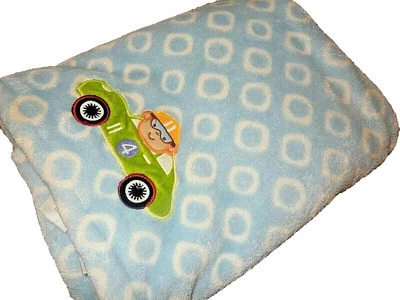 Manta para cuna de bebé de felpa Minky círculos de coche de carreras mono Carter's Kidsline 3D 30x40 Foto 1 de 4