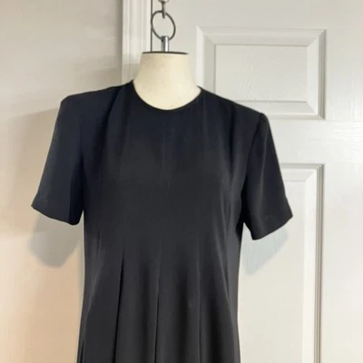 Maxi Vestido Plisado Orvis Negro Lagenlook Para Mujer Talla 6 Vintage Cremallera Trasera Foto 1 de 4
