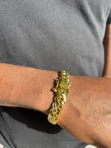 Miami Cuban Link Bracelet Gold Plated 12mm - Picture 1 of 4