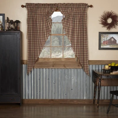 Rustic 63"x36"x18" Prairie Panel Pair Tan Rod Pocket Window Curtains VHC Brands - Image 1 of 4