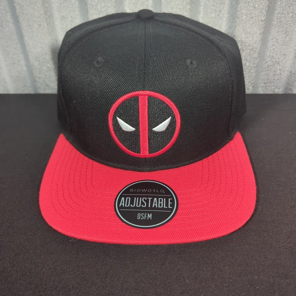 Marvel Deadpool Baseball Cap Hat Red& Black Embroidered Adjustable Unworn
