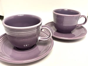 Paar Fiestaware Flieder Tassen & Untertassen Retired Lila Farbe Rarität 1993 Vintage - Bild 1 von 9