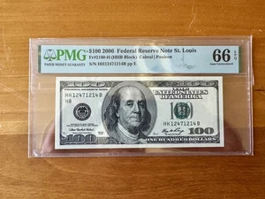 $100 2006 Federal Reserve Note St. Louis PMG 66 EPQ - Picture 1 of 2