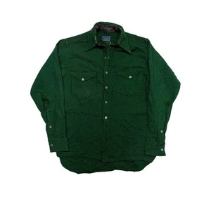 Vintage 30s Pendleton Button Shirt 100% Virgin Wool M Micro Check Plaid Green - Bild 1 von 7
