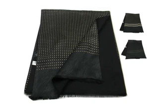 Écharpe Noire À Pois Beige Glacé Double Soie Laine Homme Écharpes Élégantes - Imagen 1 de 7