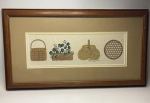Signed Hetty Metzger "Four Baskets" PA Folk Art Framed COA 1996 (19”X 10.5”X 1”) - Picture 1 of 8