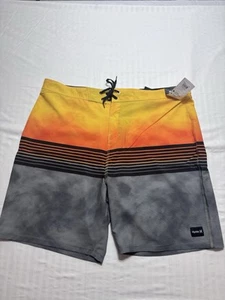 Hurley Mens Board Shorts Orange/blk/gray Swim Trunks size 38 Surf Beach NWT - Picture 1 of 12